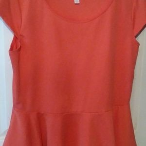 Ambiance Apparel Peach Orange Peplum Top